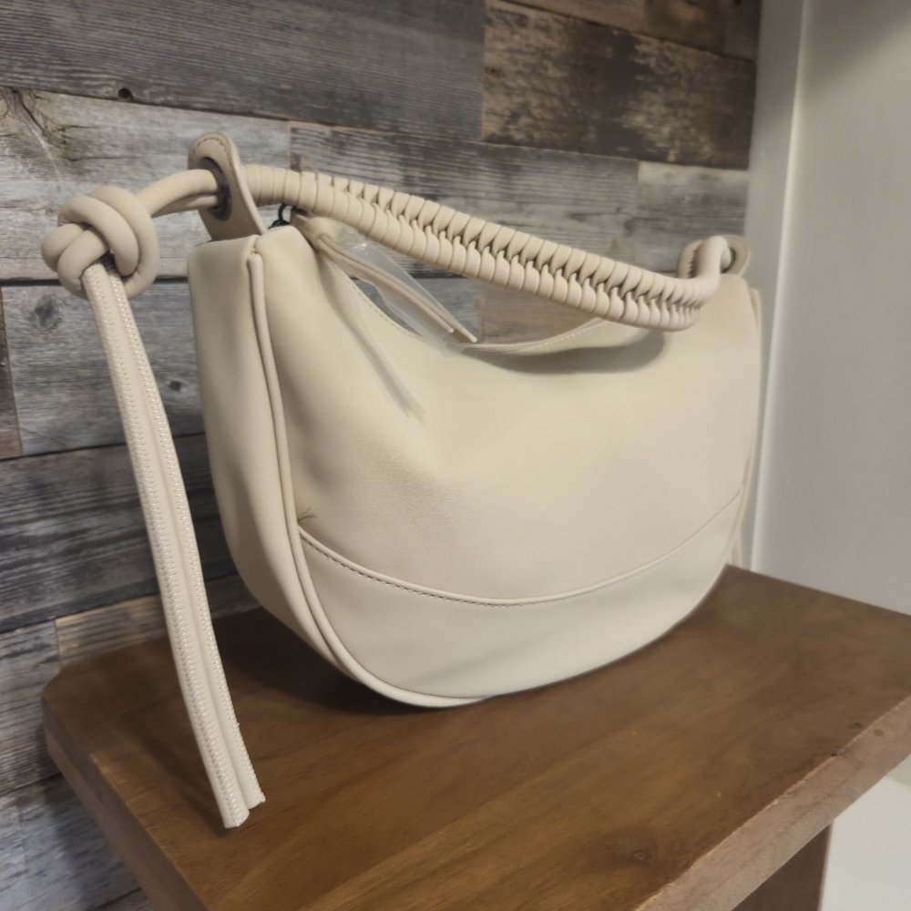 Cee Klein Camel Crescent Shoulder Bag With Braided Strap & Ties - Picture 2 of 4
